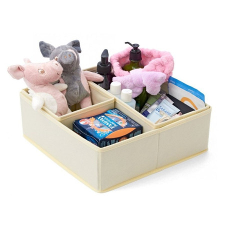 Organizator pentru Sertar,  3 Marimi, pentru Lenjerie, Tricouri, Sosete, 6 Piese, Pliabil, Stivuibil, din Tesatura, Alb