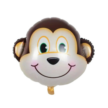 Balon din Folie Metalizata, Cyrax, Mini Figurine Animalute, Model Maimutica, Tematica Aniversare, 42x42 cm, Ambalaj Individual, Pai Inclus, Umflare cu Aer sau Heliu, Multicolor