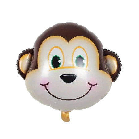 Balon din Folie Metalizata, Cyrax, Mini Figurine Animalute, Model Maimutica, Tematica Aniversare, 42x42 cm, Ambalaj Individual, Pai Inclus, Umflare cu Aer sau Heliu, Multicolor