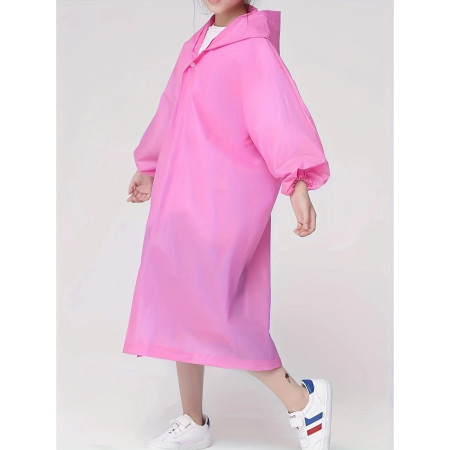 Pelerina de Ploaie,  pentru Copii 100-145 cm, din EVA, Impermeabila, Inchidere cu Capse, Roz