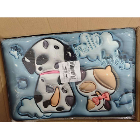 Covor de Baie,  3D, din Spuma, Antialunecare, Absorbant, 40 x 60 cm, Model Catel si Pisica, Multicolor