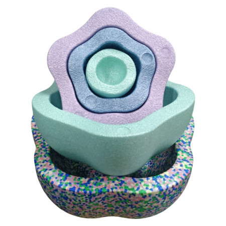 Jucarie Senzoriala de Echilibru, Cyrax, Tip Stepping Stones, 5 Piese, din Spuma, pentru Miscare, Sarituri, Prindere, Diametru 28 cm, Model 3, Multicolor