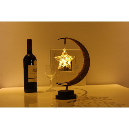 Lampa veghe  semi-luna cu stea din sticla, led, 28x15 cm, alb cald