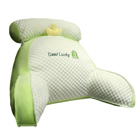 Perna Multifunctionala,  Spatar pentru Pat, Protectie Lombara, Marime Medie, 60 x 40 cm, din Plus, Model Dinozaur, Verde