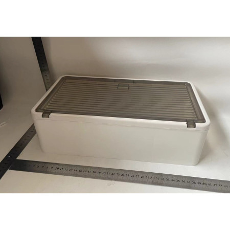 Organizator Cosmetice,  Montare pe Perete fara Perforare, 36.5x10.9x20 cm, din PP si ABS, Alb-Negru, Usa Transparenta