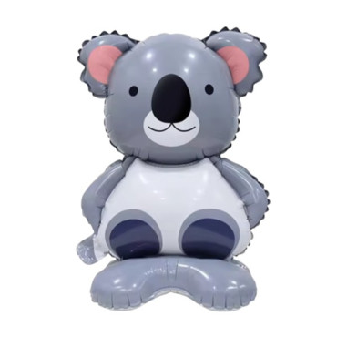 Balon din Folie Metalizata, Cyrax, Mini Figurine Animalute, Model Koala, Tematica Aniversare, 38x58 cm, Ambalaj Individual, Pai Inclus, Umflare cu Aer sau Heliu, Multicolor