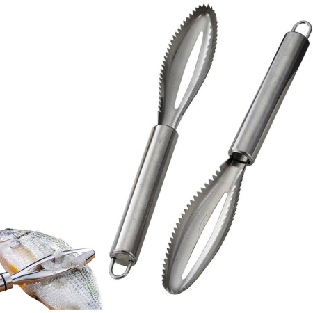 Perie de Curatare Solzi Peste, Cyrax, din Otel Inoxidabil, 24 x 3 cm, Gri