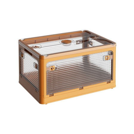 Cutie de depozitare pliabila,  Cu capac, 85 L, Plastic, 60x42x34 cm, Portocaliu