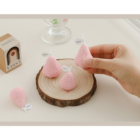 Set 9 Lumanari Parfumate,  Model Capsunici, Ardere 30 min, 117g, 9.3 x 9.3 x 3.8 cm, Roz