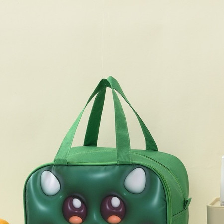 Geantă Frigorifică, Cyrax, cu Desene Animat 3D, Portabilă pentru Copii, de Prânz, din Pânză Oxford, 27.5x18x20 cm, Model Crocodil, Verde