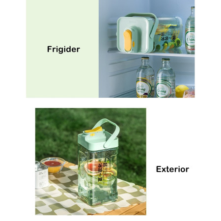 Dozator portabil pentru bauturi Cyrax, 3.5 litri, capac etans, duza deschidere/inchidere, recipent din plastic, gradat, filtru, maner, pentru diverse bauturi, 29.7 x 14.1 x 14.4 cm, verde