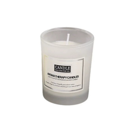 Lumanare Parfumata,  Model Borcan Translucid, 6.2 x 5.2 cm, Aroma de Frezie si Pere, Alb