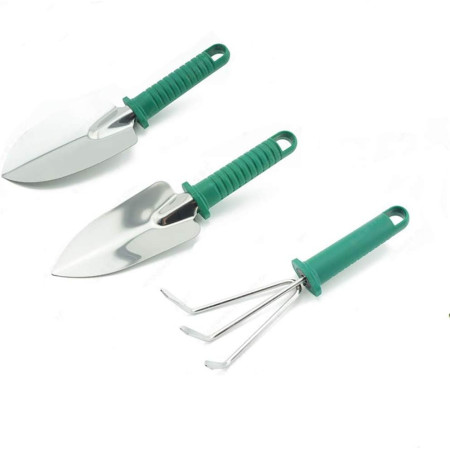 Set 10 Unelte de Gradina,  pentru Plantare Prelucrare Sol si Ingrijire Plante, Manere Verzi, Material PVC si Otel Inoxidabil, Cutie Inclusa, 37x28x7 cm, Negru