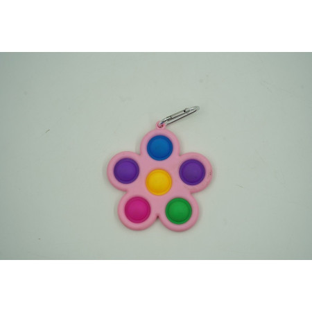 Cyrax Jucarie Push Pop Bubble Fidget, Pop It, breloc antistres, Floare, Multicolor/Roz