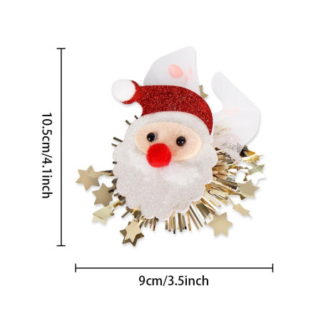 Agrafa de Par, Cyrax, Tema Craciun, Model Mos Craciun, din Panza, 10.5 x 9 cm, Multicolor