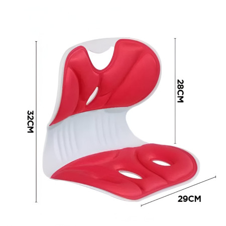 Suport pentru Scaun, Cyrax, pentru Corectarea Posturii, Portabil, Ergonomic, Ameliorare Durere, Respirabil, 32x29x28 cm, Marime S, Rosu