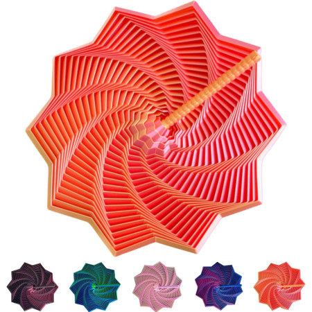 Jucarie Decompresie, Cyrax, Model Stea 3D, DuoChrome, Maner Spirala, Turn Magic Geometric, Multiple Forme, Anti-stress, 8.6 cm, Rosu/Auriu