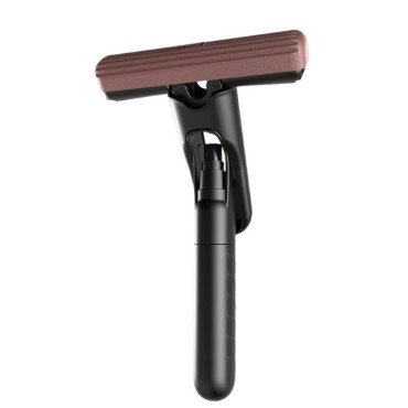 Mop Plat cu Pulverizare,  Recipient pentru Solutie de Suprafete, Geamuri, Interior Auto, Maner Scurt, Usor de Utilizat, Sistem de Stoarcere, 15.5 x 15.5 x 12.5 cm, Negru