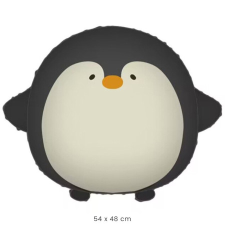 Balon din Folie Metalizata, Cyrax, Figurina Animata, Model Pinguin, 54 x 48 cm, Ambalaj Individual, Pai Inclus, Umflare cu Aer sau Heliu, Negru