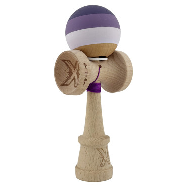 Kendama X Originala, Profesionala, Cyrax, Rubber Grip, Cupe Mari KING SIZE V3, Gaura in Baza, Rulment Metalic, din lemn 18 cm, Ata 62/65 cm, Special Purpuriu/Mov/Lila
