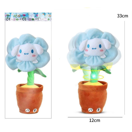 Jucarie de Plus Interactiva, Cyrax, cu Acumulator si Cablu USB, 120 Cantece, Model Iepure Vorbitor si Dansator, 33 x 12 cm Functie de Imitare si Inregistrare, Multicolor