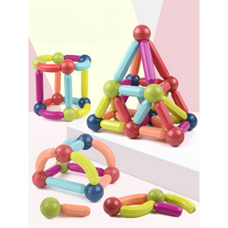 Set 100 Piese Magnetice de Constructie, Cyrax, Magnetic Sticks, Bastonase si Bile, 3 Ani, ABS, Magnet, 24 x 18.5 x 14 cm, Multicolor