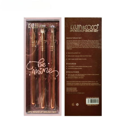 Set 3 Pensule de Machiaj, Cyrax, Portabile, pentru Fard de Ochi, din Par Sintetic Moale, Auriu, 16.5x6.5x1.6 cm