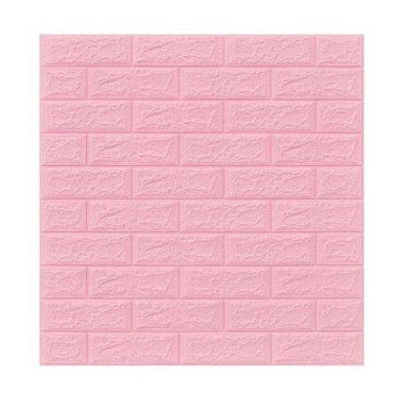 Set 10 Placi Tapet 3D,  70 x 77 cm, Grosime 3 mm, din Polietilena, Model Caramida, Suprafata acoperita 5.3 mp, Roz
