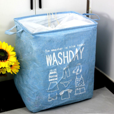 Cos de rufe,  72 L, Textil, 30x40x60 cm, Albastru, Cu imprimeu