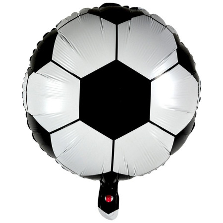 Balon din Folie Metalizata, Cyrax, Mini Figurine, Model Minge de Fotbal, Tematica Aniversare, 30x24 cm, Ambalaj Individual, Pai Inclus, Umflare cu Aer sau Heliu, Alb-Negru