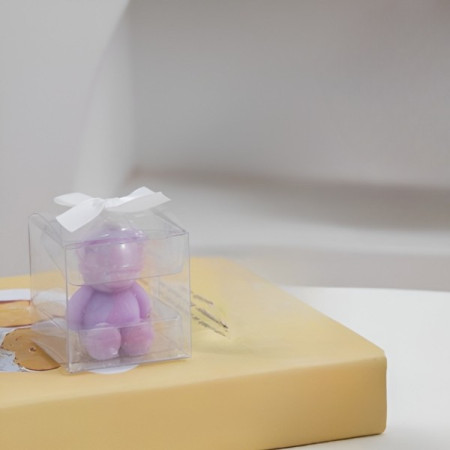 Lumanare Parfumata,  Model Ursulet, Mov, Aroma de Lavanda, 5.5x3.6x4 cm