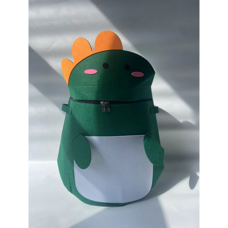 Cutie de Depozitare 2In1,  Impermeabila, Covor pentru Jucarii si Lego 150cm, Capacitate Mare, cu Manere, cu Sfori, Inaltime 40cm, Model Dinozaur, Verde