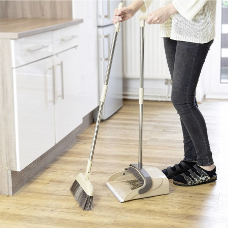 Set matura si faras cu coada,  Pentru uz casnic, Plastic/Otel, Maro/Bej, Depozitare verticala, 26x25.5x83 cm