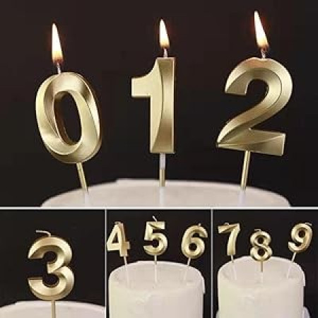 Lumanare Cifra 1, Cyrax, Model Diamond, 5 x 3.4 cm, Auriu