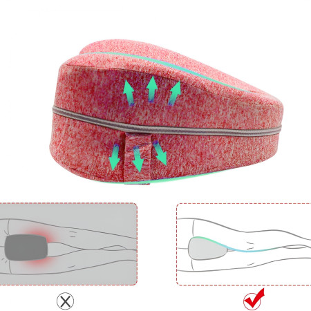 Perna Ortopedica pentru Picioare, Cyrax, Multifunctionala, Confortabilă, in Forma de Inima, Spuma cu Memorie, Curea Anti-cadere, 25x23x13 cm, Roz