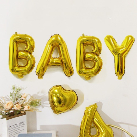 Balon Folie Metalizata Litera B, Cyrax, 80 cm, Umflati cu Heliu sau Aer, Ambalaj Individual, Pai inclus, Auriu