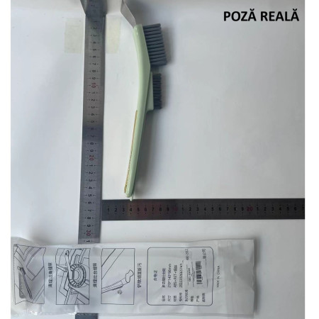 Perie de Sarma pentru Bucatarie,  din Doua Bucati, Maner Lung cu Gaura de Prindere, Peri din Otel, Anti-Reziduu, Anti-Murdarie, 24.5x2.7x6.7cm, Verde