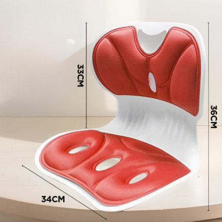 Suport pentru Scaun, Cyrax, pentru Corectarea Posturii, Portabil, Ergonomic, Ameliorare Durere, Respirabil, 36x34x33 cm, Marime L, Rosu