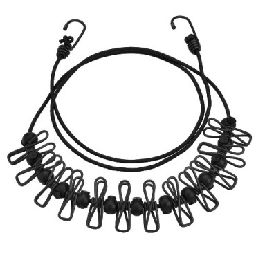 Sfoara pentru Uscarea Hainelor,  Uscator Sfoara Portabila, 12 Clips-uri Incluse, Lungime 180 cm, PP Cablu de Otel, Negru