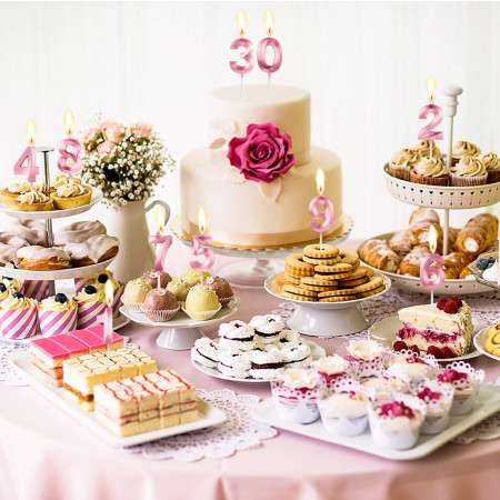 Lumanare Cifra 0, Cyrax, Model Diamond, 5 x 3.4 cm, Roz