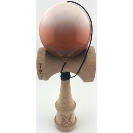 Kendama X Originala, Profesionala, Cyrax, Big Cups V2, Super Sticky cu Cupe Mari, din lemn 18 cm, Rulment Metalic cu Ata 55 cm, Alb/Maro