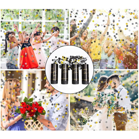Tun Confetti Petrecere, Cyrax, Lungime 30 cm, Negru/Auriu