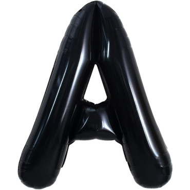 Balon Folie Metalizata Litera A, Cyrax, 40 cm, Umflati cu Heliu sau Aer, Ambalaj Individual, Pai inclus, Negru