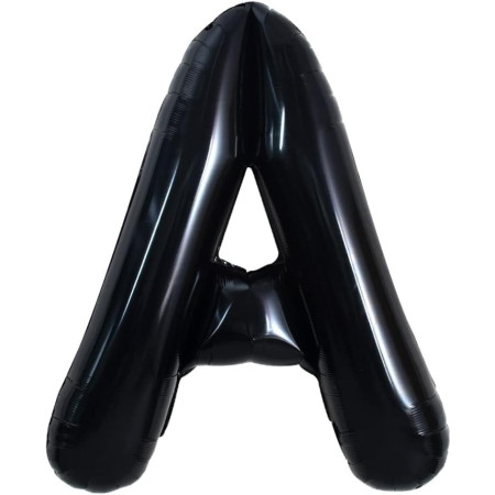 Balon Folie Metalizata Litera A, Cyrax, 40 cm, Umflati cu Heliu sau Aer, Ambalaj Individual, Pai inclus, Negru