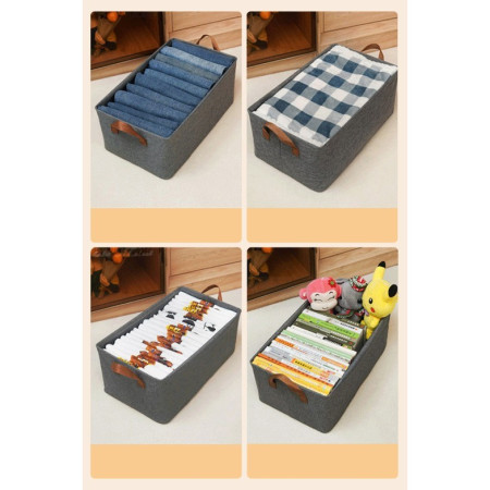 Cutie de Depozitare Tip Cos,  Material Textil, Pliabila, 47x35x30 cm, 50 l, Cadru Metalic, cu Manere, Gri