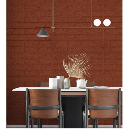Set 10 Placi Tapet 3D,  70 x 77 cm, Grosime 3 mm, din Polietilena, Model Caramida, Suprafata acoperita 5.3 mp, Maro