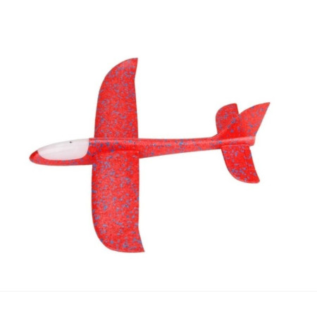 Avion Planor cu Pilot, Cyrax, Din Polistiren, Cu Lumini in Cabina Pilotului, Lungime 47 cm, Rosu