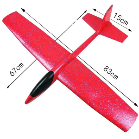 Avion Planor Cyrax, din Polistiren, Lungime 84 cm , Jucarie Recreativa, Cascadorii, Rosu