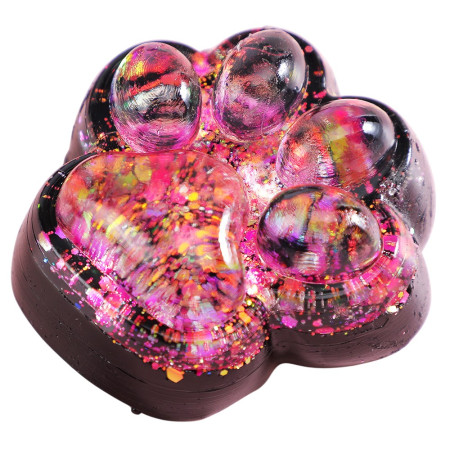 Jucarie Antistres Squishy, Cyrax, cu Revenire Lenta, Squeeze Pinch Family, Model Labuta de Pisica cu Sclipici, 6.5x6 cm, 60g, Ambalaj Transparent, Roz-Negru