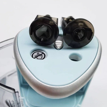 Ascutitoare Electrica cu 2 Gauri,  Gri, Baterii 4 x AA (neincluse), 7.5 x 7.5 x 7.5 cm, Albastru